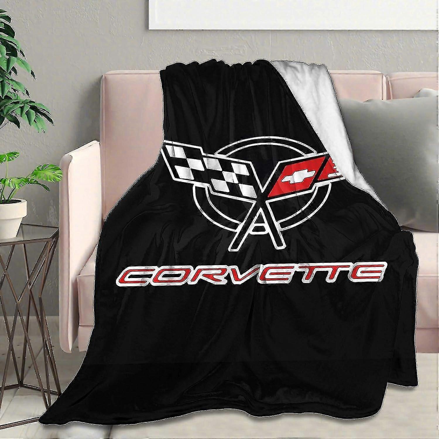 Cobertor de flanela ultra macio com logotipo Corvette, cobertor quente para quarto, sala de estar e sofá - l328