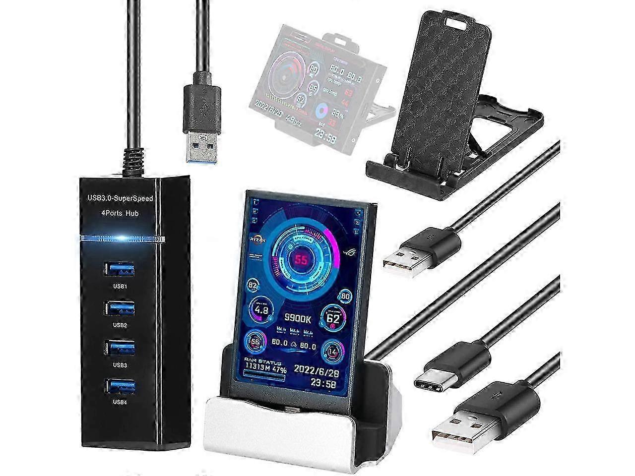 3.5 Inch IPS Display Screen USB Secondary Screen Computers CPU GPU RAM HDD Monitor Time Date Display Horizontal Vertical Screen Switch 25-26