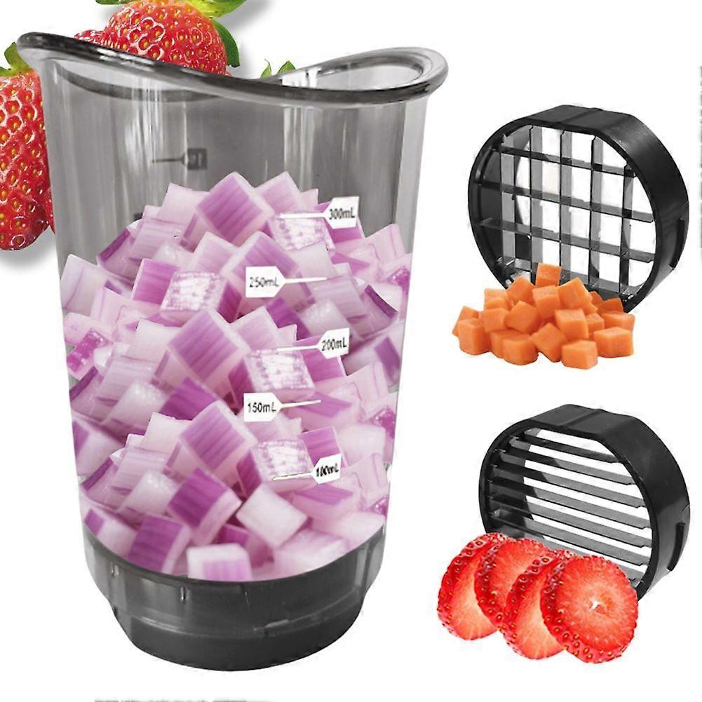Fruit & Onion Cutter VegetableChopper Cup, Detachable Fruit Cutter Slicer with Push Plate for Easy