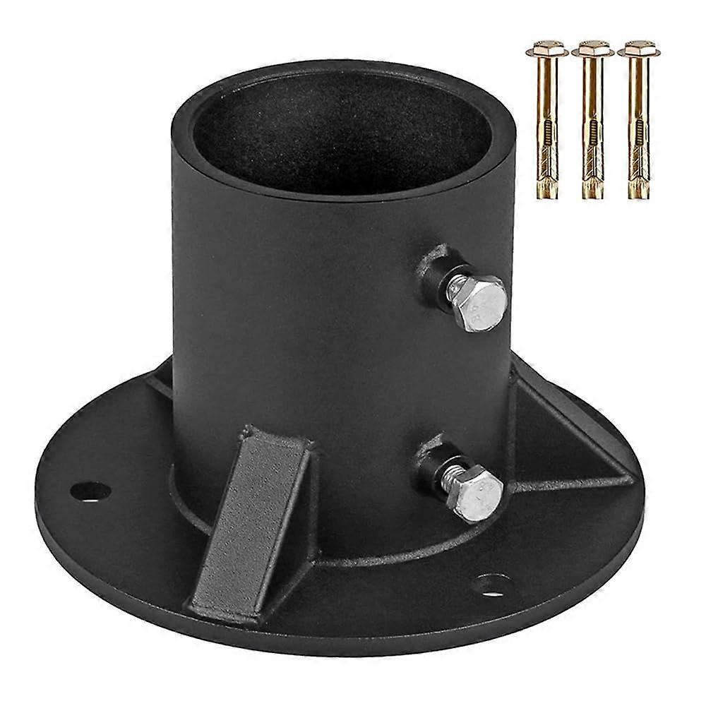 Chain Link Fence Pole Floor Flange Steel Base Bracket For Mount 2.5x4.3x5.9in Lamp Posts Hook And Loop Fence Posts