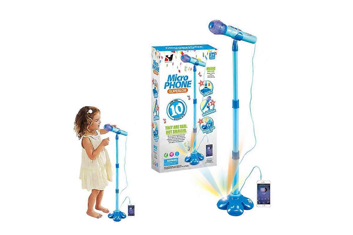 Kids Karaoke Machine with Microphone Adjustable Stand Music Play Toy Flashing