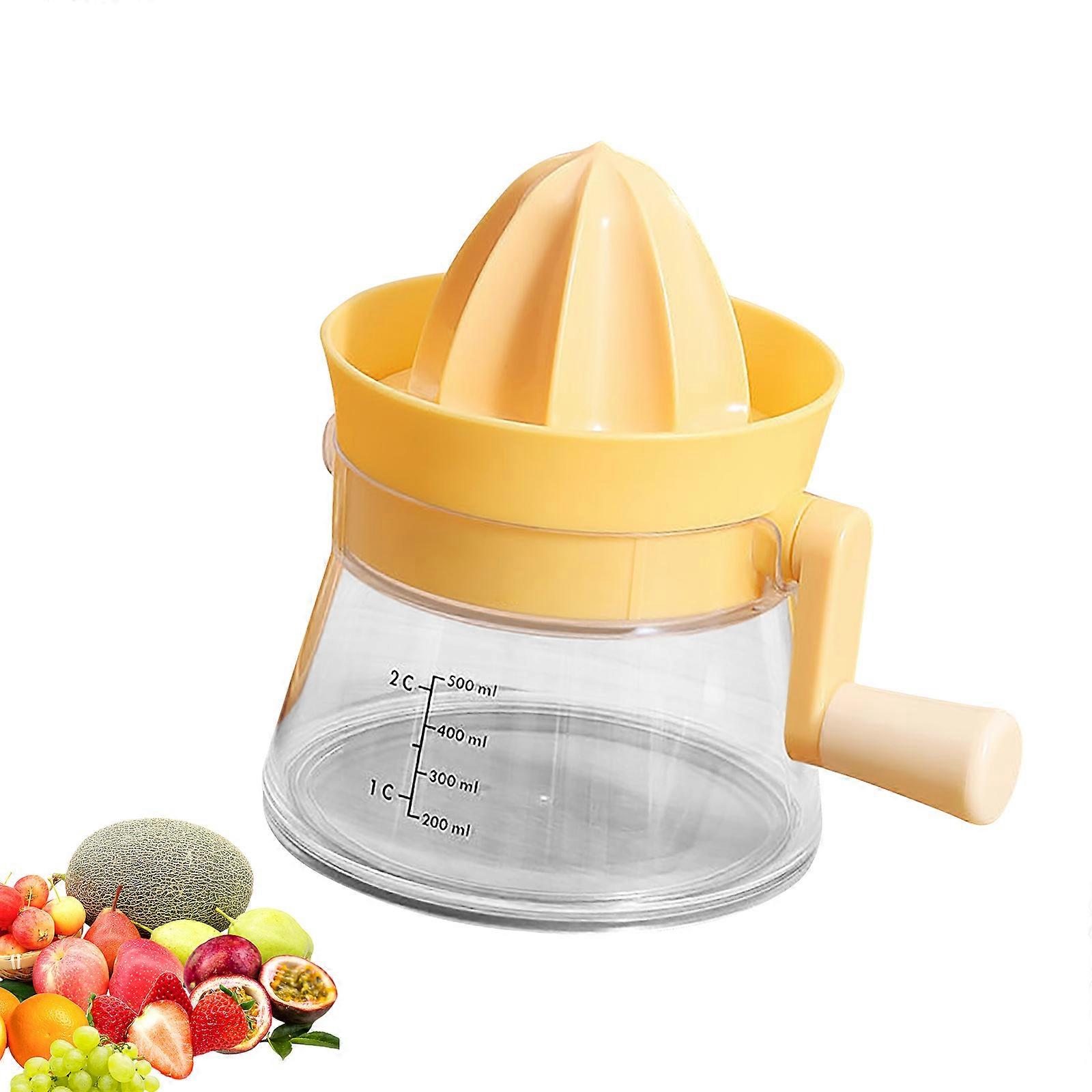 Hand Operated Citrus Squeezer with Ergonomic Handle Handheld Juicer for Home Use and Outdoor Picnics Kitchen Accessory  Yellow