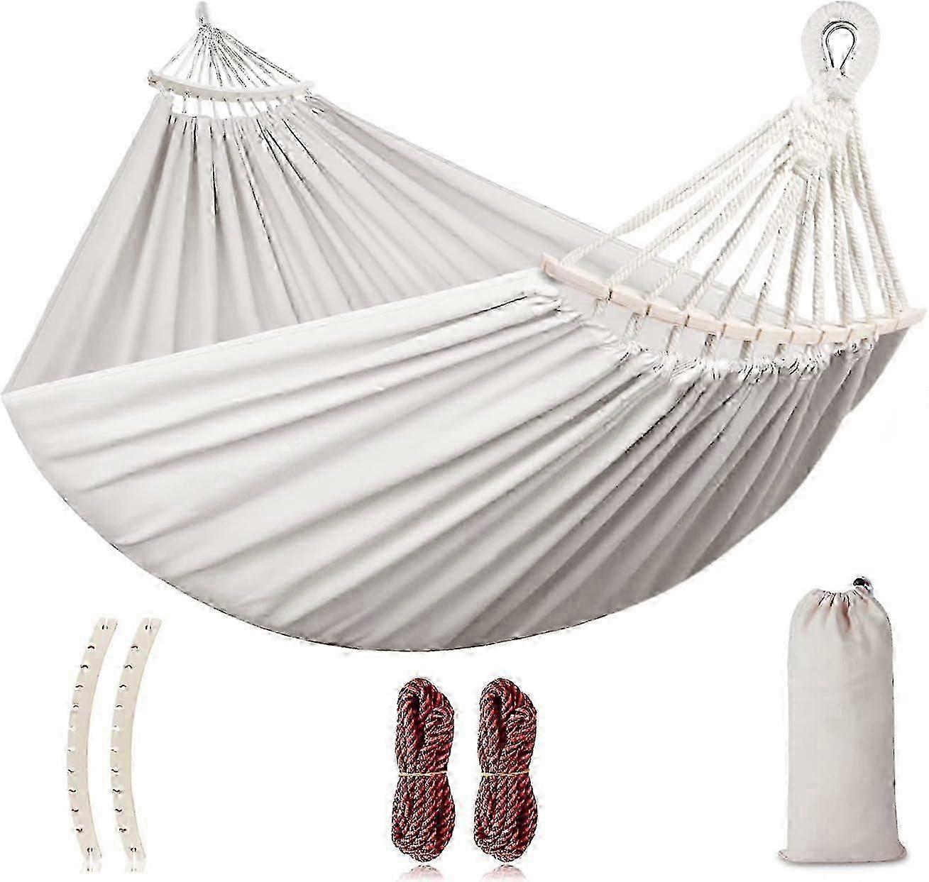 Camping Portable Hammocks,Durable Canvas Fabric, Two Anti Roll Balance Beam and Metal Knot Tree Straps