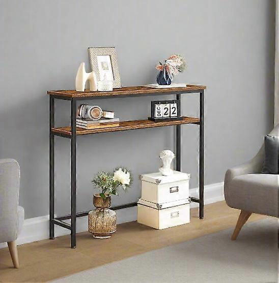 Industrial Slim Console Table With Adjustable Shelf