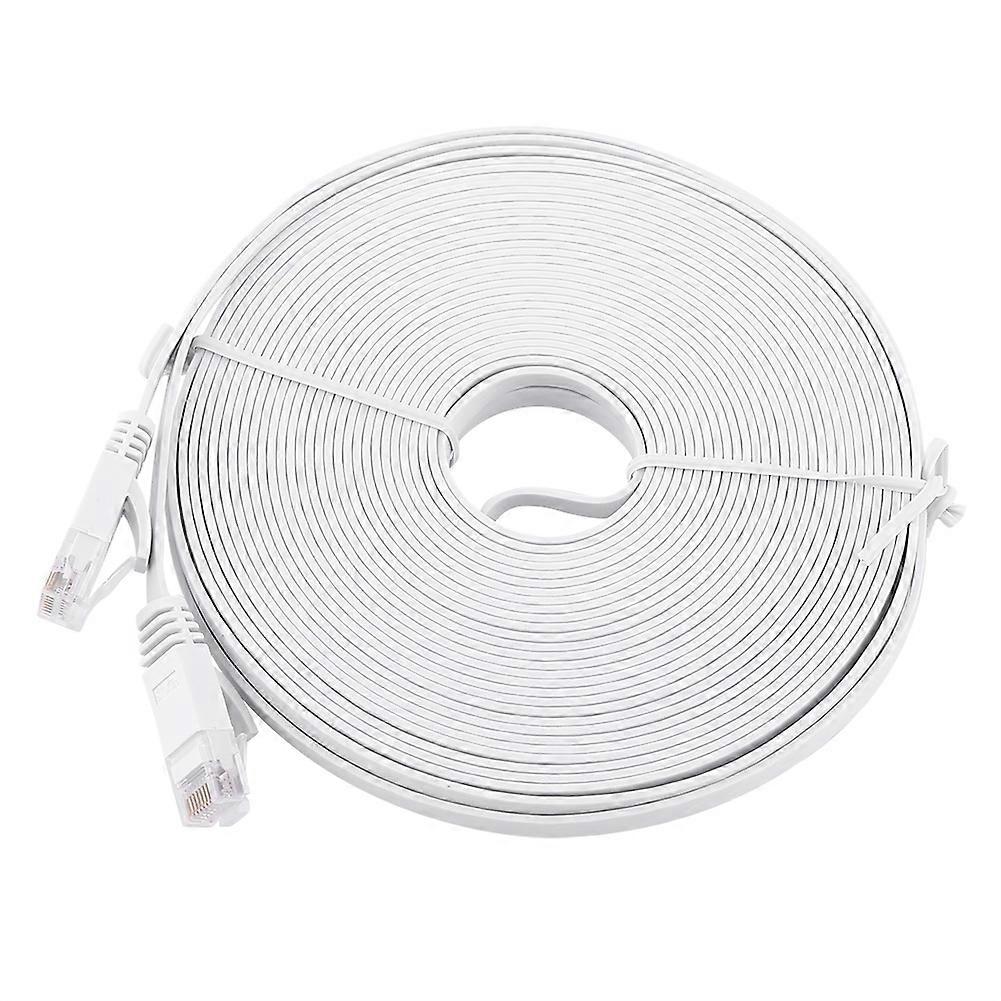 RJ45 CAT6 Ethernet Network Flat LAN Cable UTP Patch Router Cables 1000M White 15meters