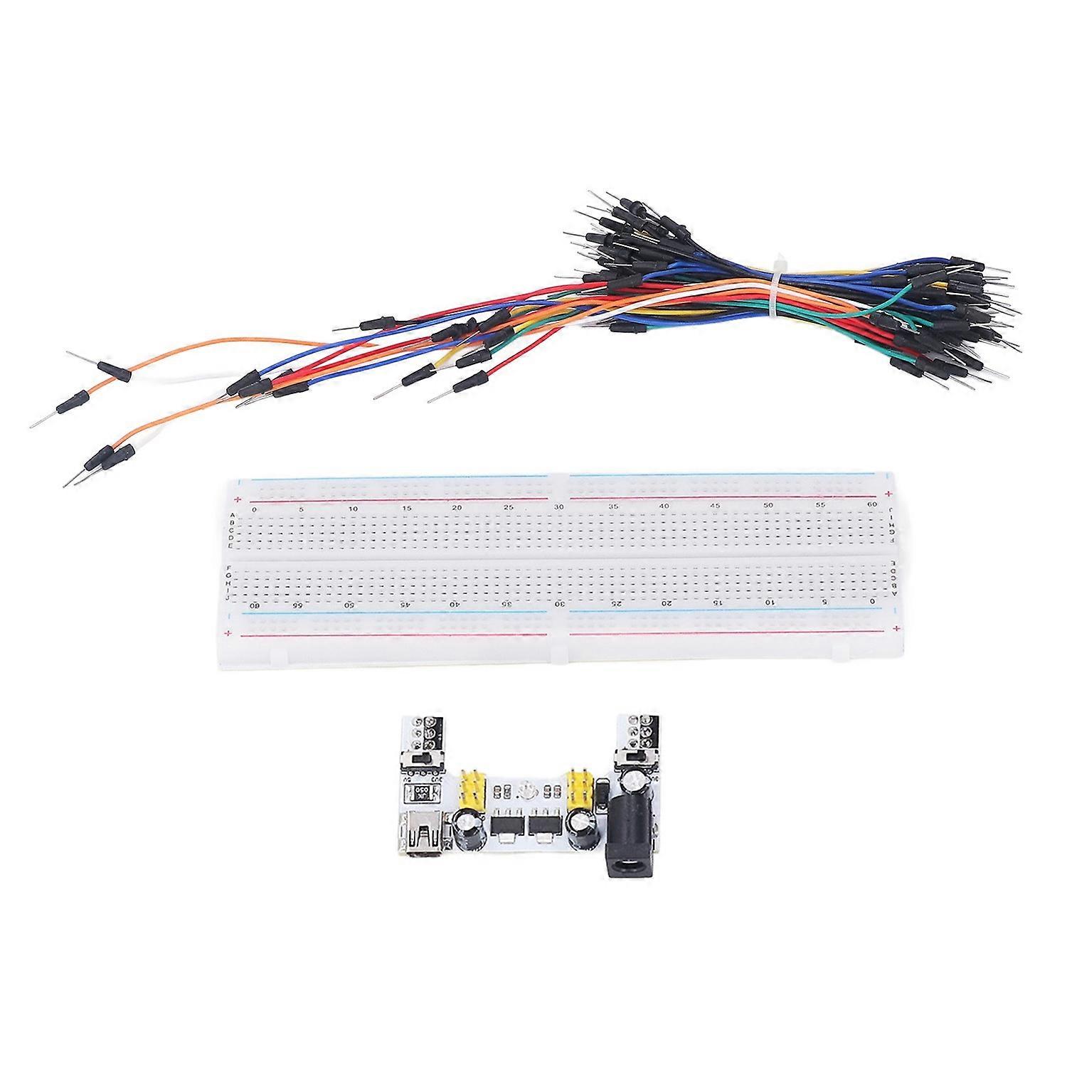 Breadboard Kit Electric 830 Tie Points for Beginner Starter with Power Supply Jumper Cables 12V Whit