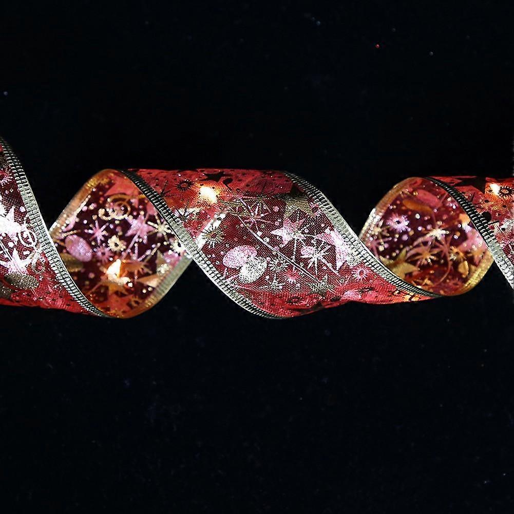 Decorative LED Christmas Tree Ornaments with Light Strings and Ribbon Bow