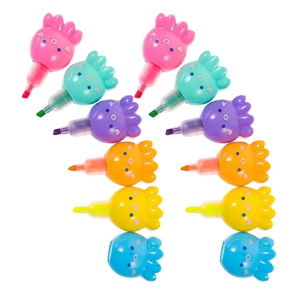 Octopus Highlighter Set Fluorescent Pens for Writing Use 2Sets Mini Stackable