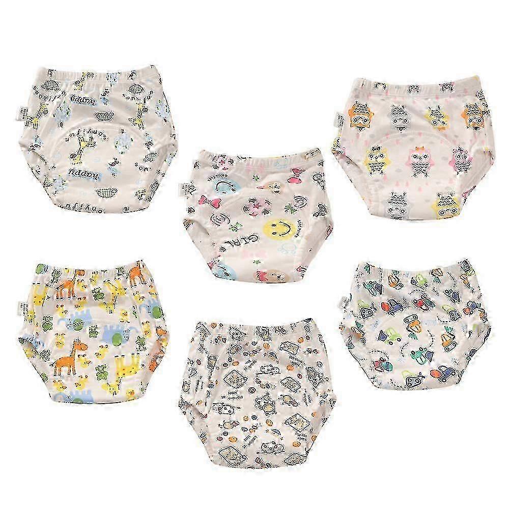 6 عبوات من الملابس الداخلية القطنية للتدريب على استخدام الأطفال الصغار ، قابلة لإعادة الاستخدام ، مقاومة للماء وتنفس ، للأولاد والبنات