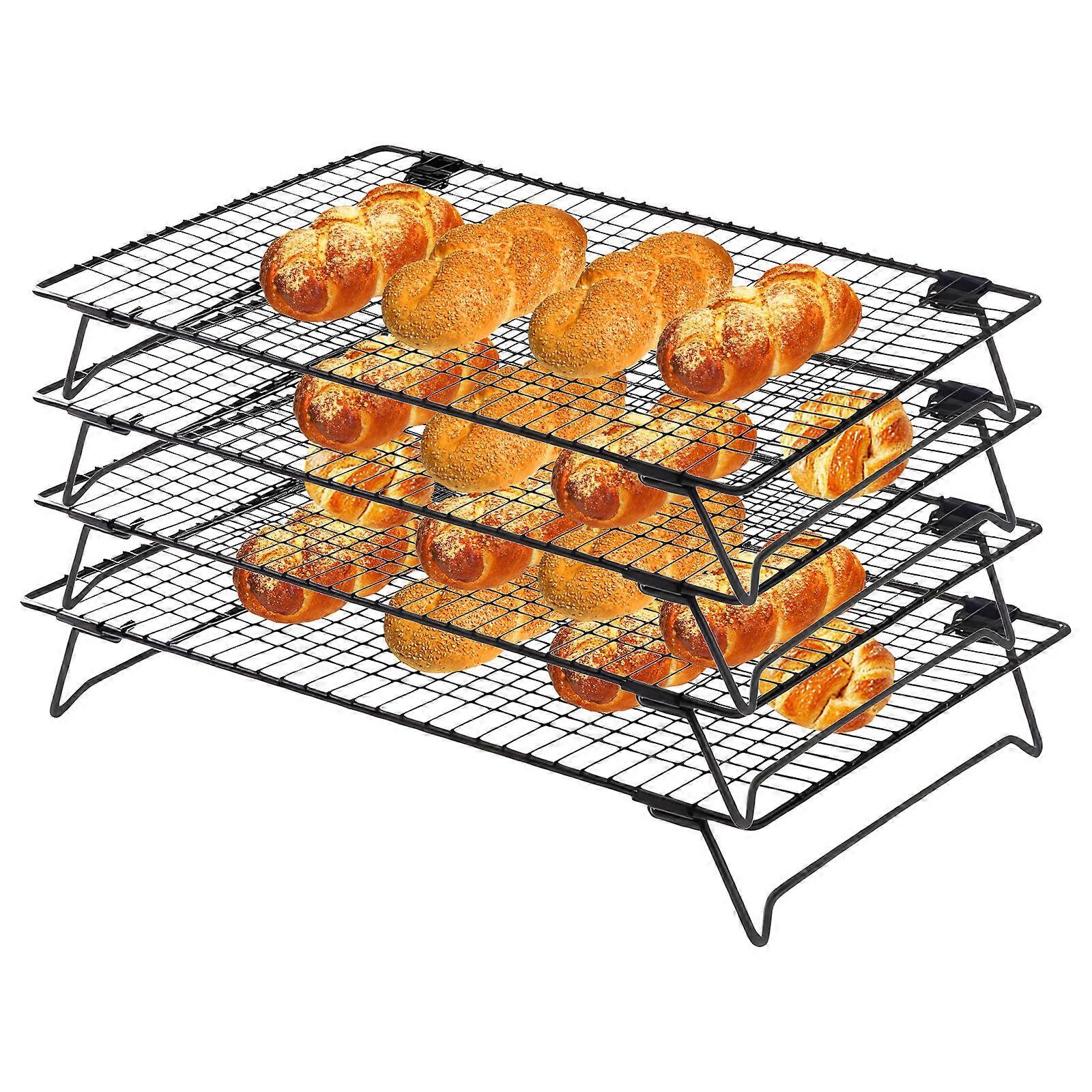 4Pcs Heat Resistant Cooling Rack Multi Layer Stand for Bread Cakes Dehydrating Cookie Baking Essential Multicolor