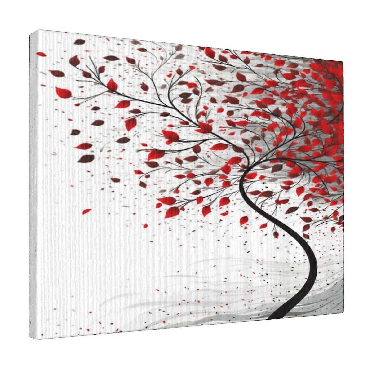 Canvas Wall Art Picture Red Tree Canvas Printing Modern 16x20in White