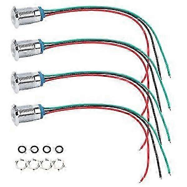 4 Set Indicator LED Lamp Waterproof Common Anode Industrial Control Components 12mm 110-220V Red and Green