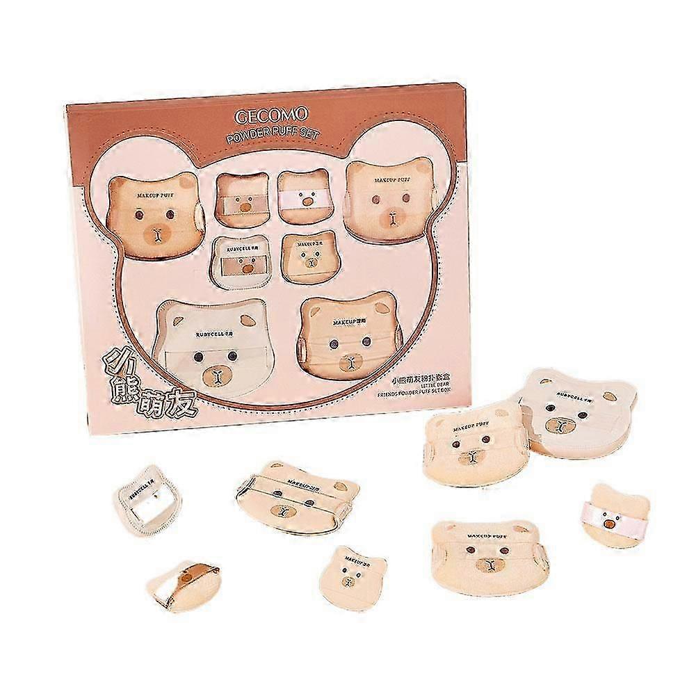 Adorable Bear Design Soft Plush Powder Puff Set for Gentle Makeup Application and Skincare