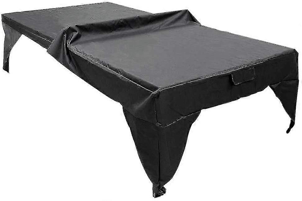 折りたたみ式防水卓球卓球テーブルカバー、280x153x73cm、ブラック