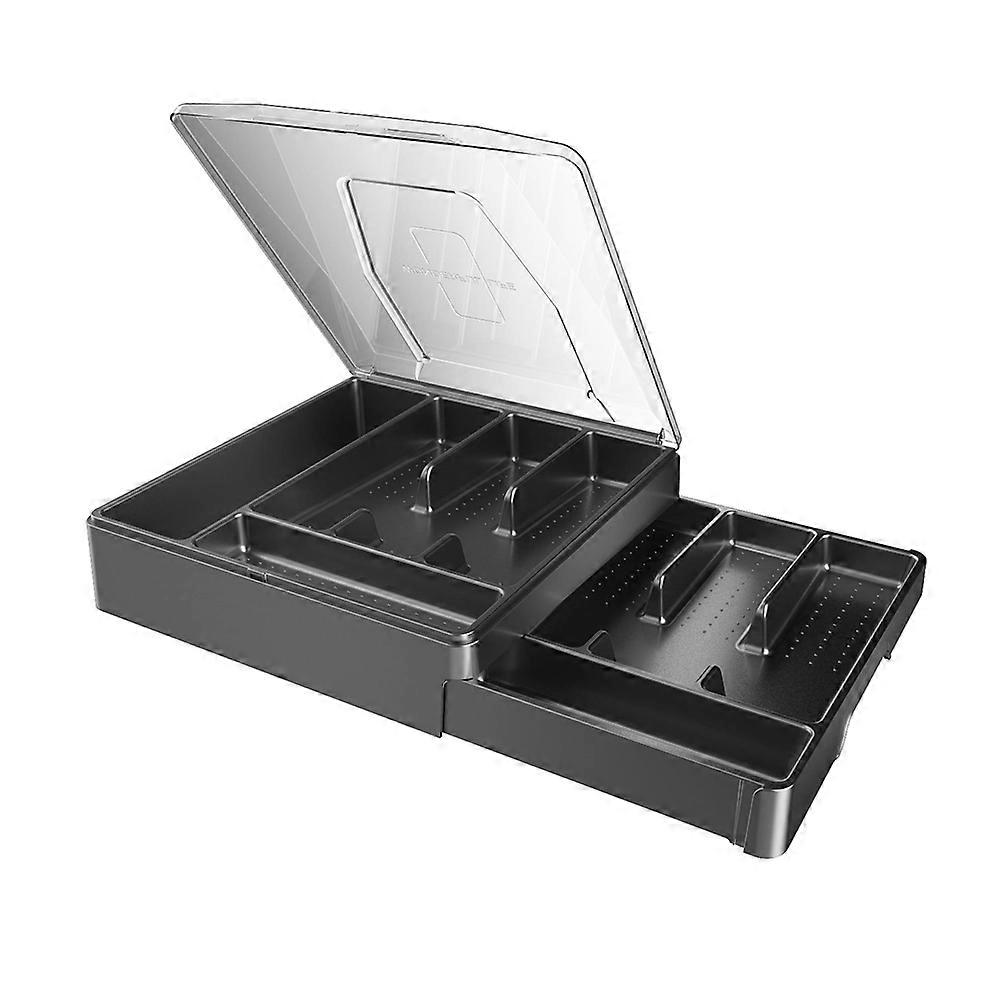 Double Layer Silverware Tray with Lid, Drawer Organizer for Utensil Tray, Cutlery Storage Holder with Cover