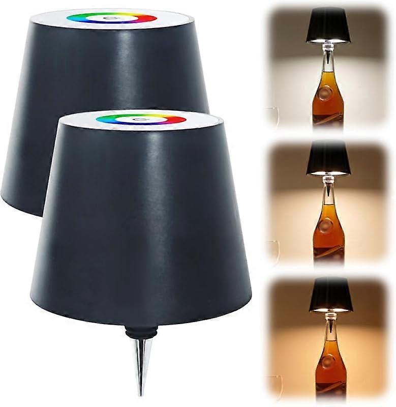 Wireless Bottle Lamp, 3 Color Stepless Dimming Rechargeable LED Wine Bottle Light with RGB Breathing Effect for Bars Restaurants (White, 1PC)