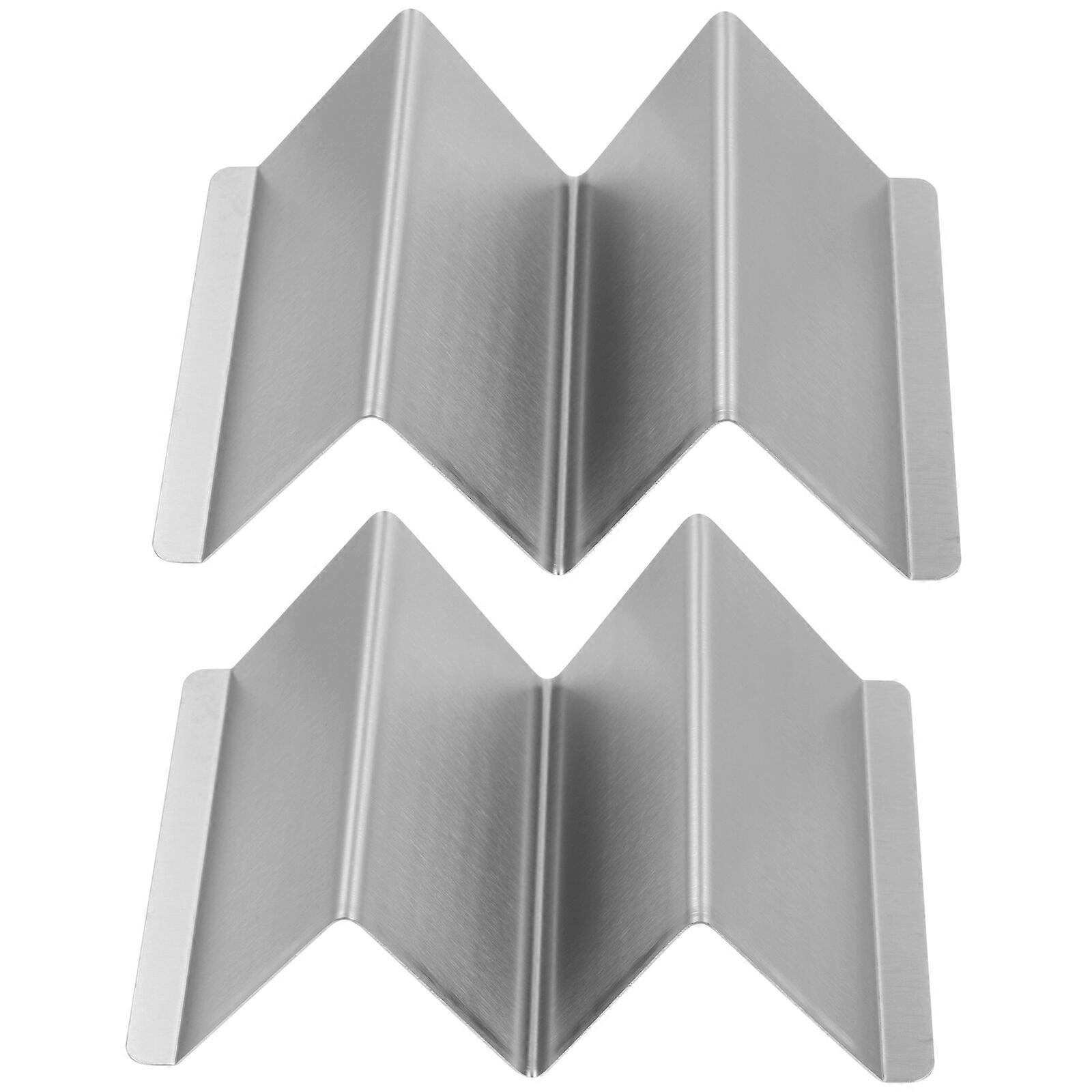 2 Pcs Taco Holders Rustproof Taco Stands Stainless Steel Display Racks (Silver)