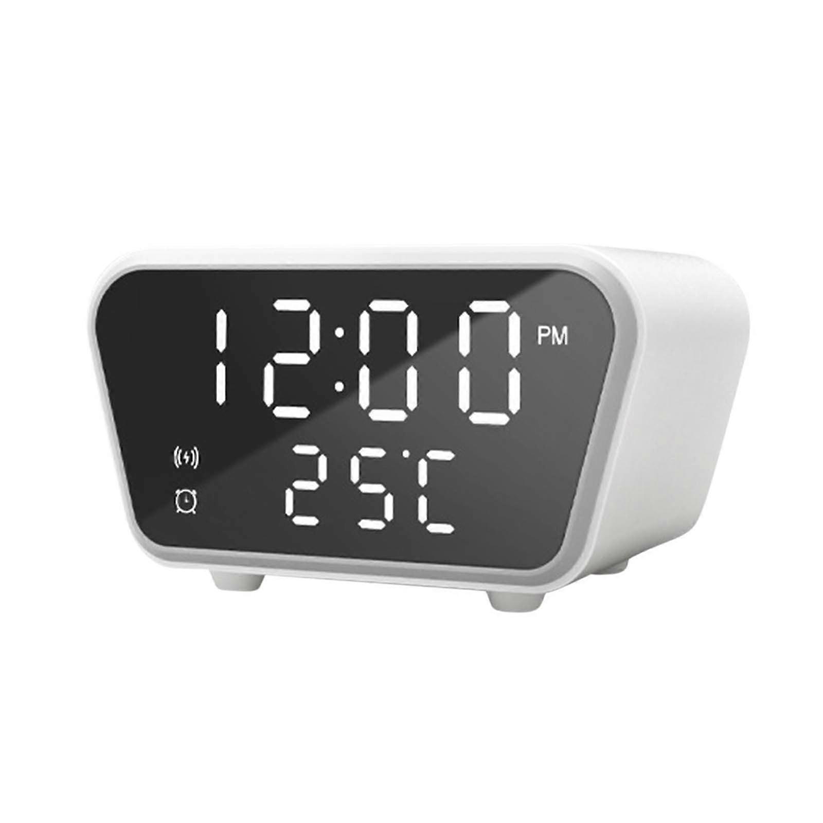 Wireless Charger Clock LED Digital Alarm Clock Temperature Chargers 15W Fast Wireless Charging Charging Station Desktop Clocks, Phone Holder