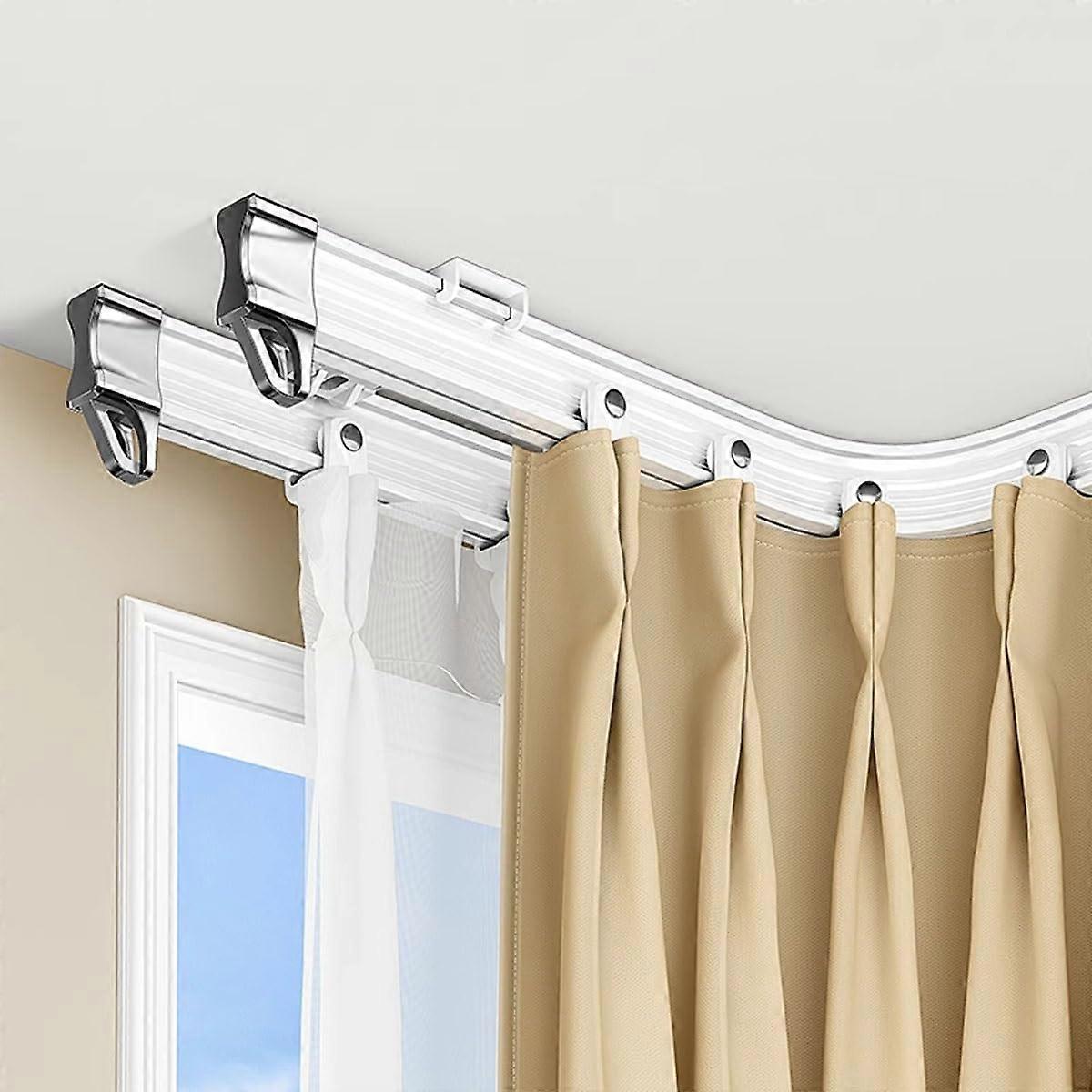 Bendable Curtain Track Flexible Rail for Curved Bay Windows Silent Double Ceiling Rod 150CM
