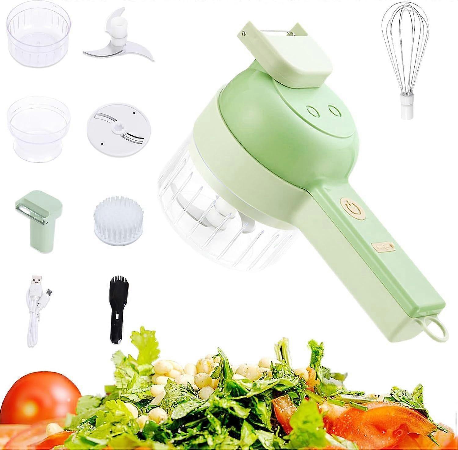 Electric Vegetable Chopper Set, Electric Food Processor with Egg & Cream Beater and Clean Brush