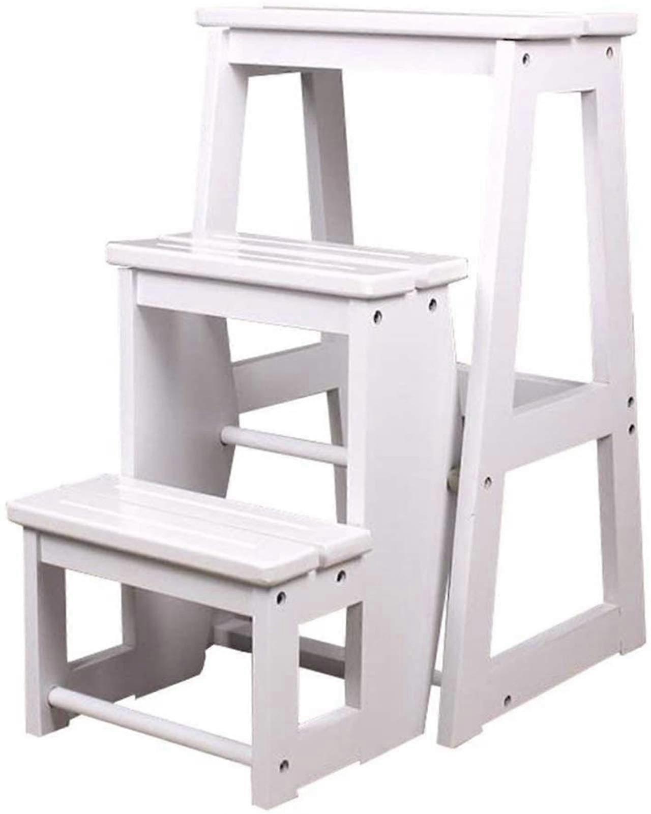 Folding Wooden Step Stool with 3 Steps Ladder for Adults, Portable Chair for Home Use (Color 1, 2, 3)