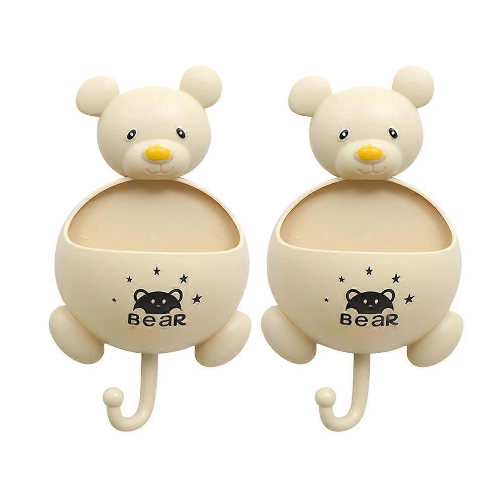 Multifunction Suction Cup Storage Rack for Toothbrush 6Pcs Beige Holder