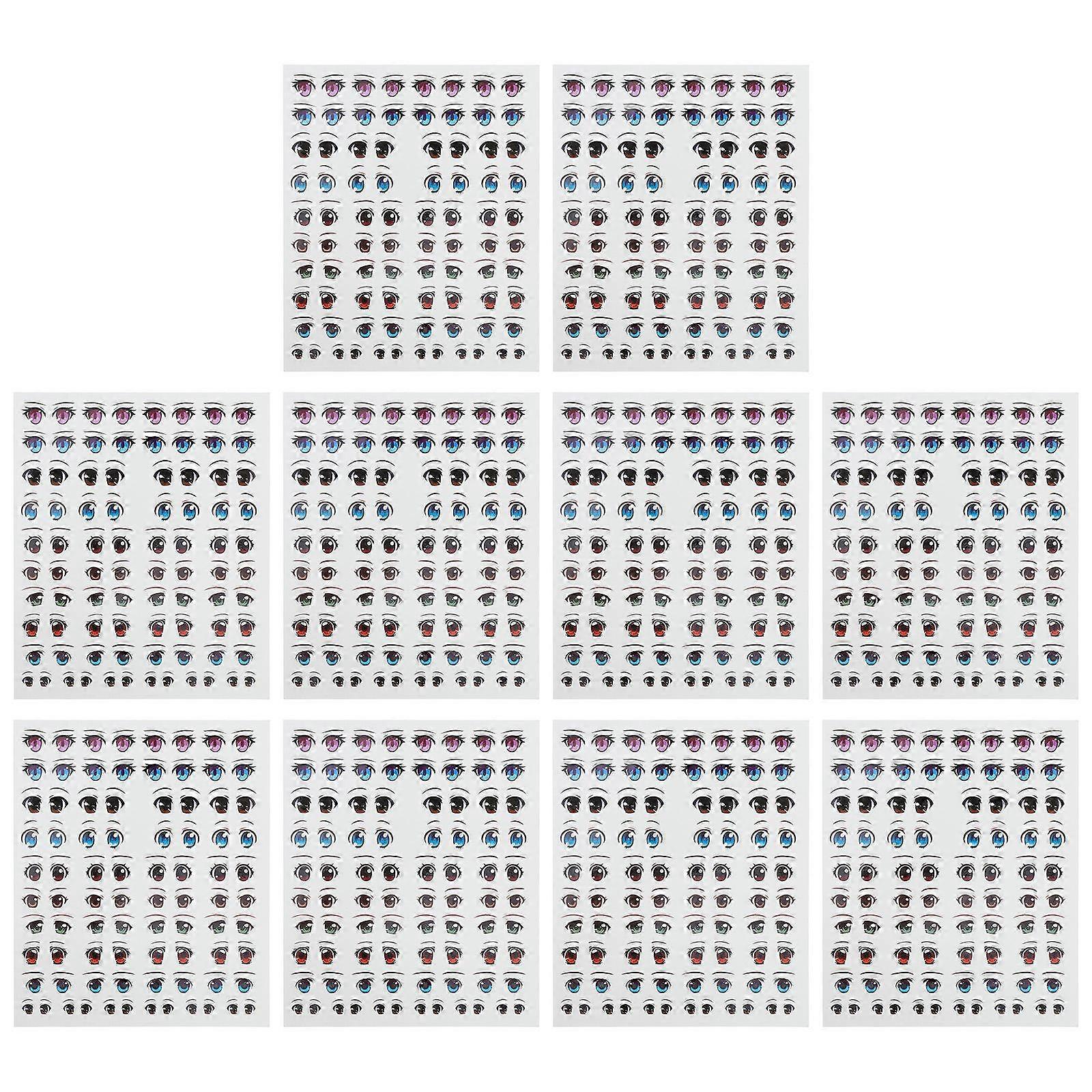 Multi Color Eye Stickers for Crafting Doll Accessories 30 Sheets