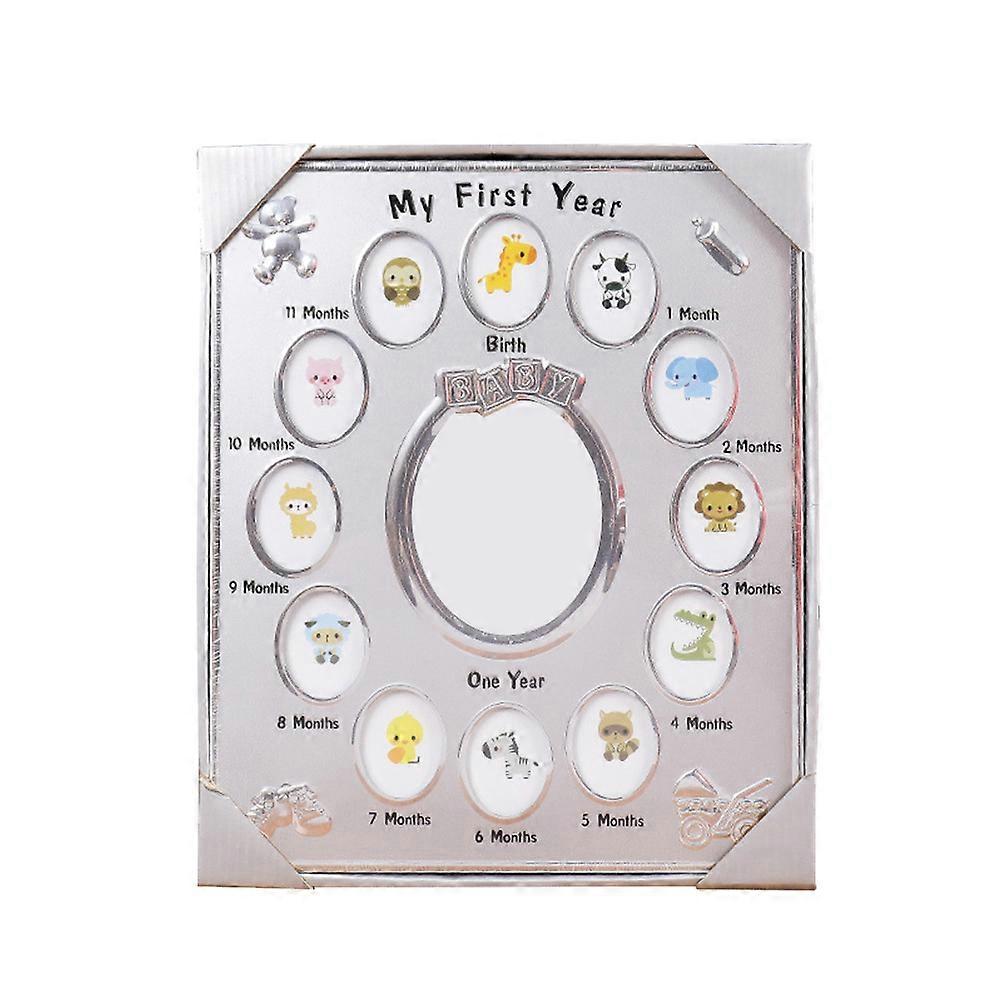 Infant Photo Frame Baby First Year for Decoration 3Pcs Silver Display Frame