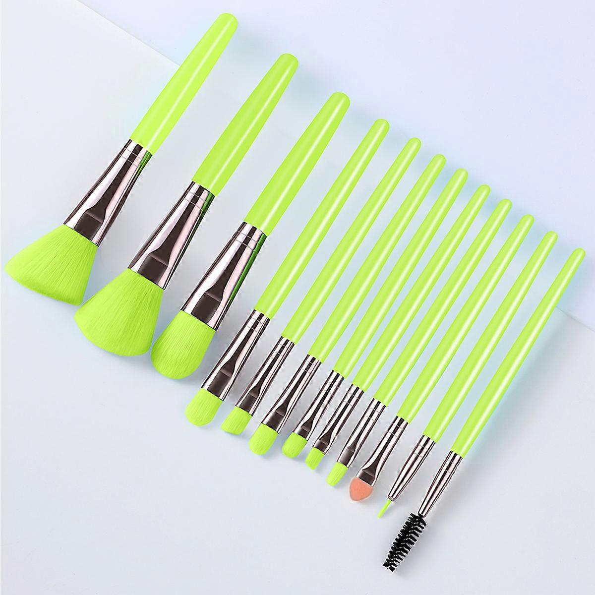 Ensemble de pinceaux de maquillage multifonctionnels vert Fluorescent, ensemble combin�� d'outils de maquillage professionnels pour fond de t