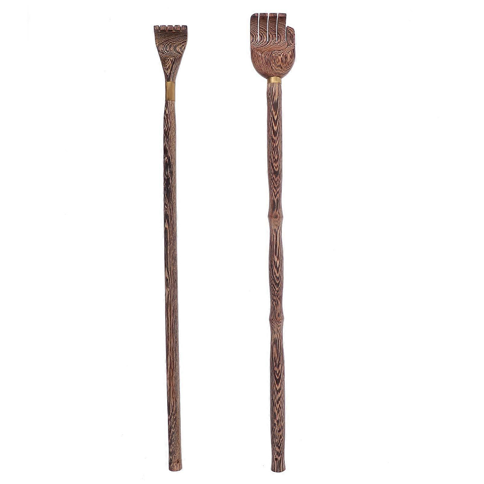 2Pcs Bamboo Back Scratcher Set with Long Ergonomic Handle and Gentle Claw for Itch Relief