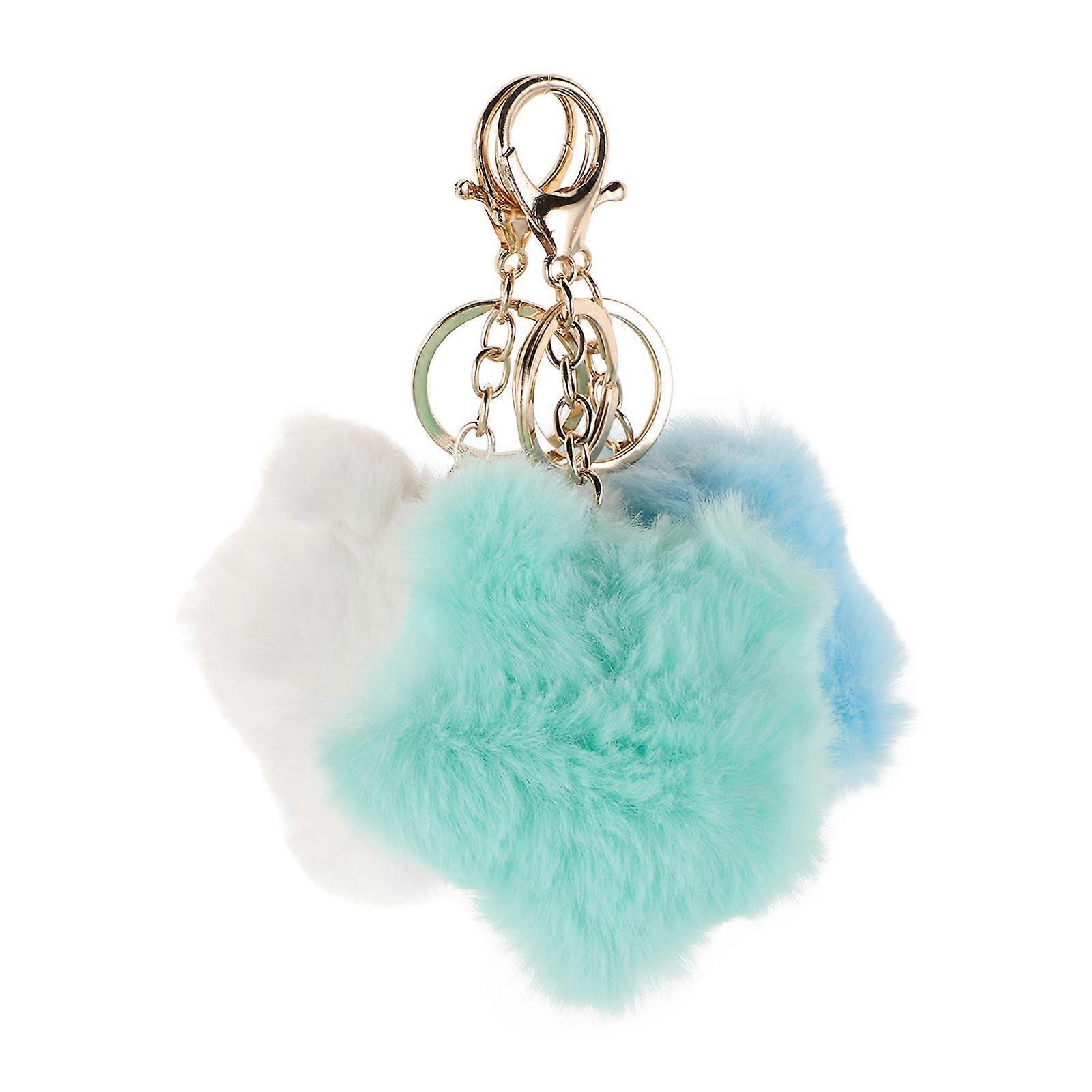 Fluffy Pom Pom Star Keychain Plush Pendant for Hanging 3Pcs Set