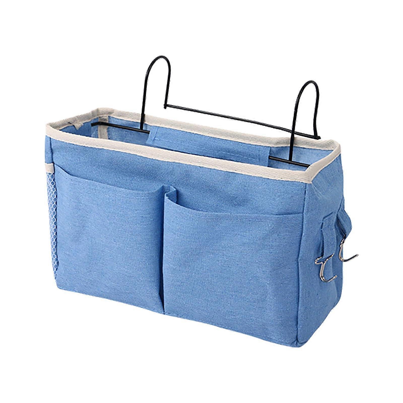 Bedside Hanging Organizer with 4 Pockets, Canvas Storage Caddy for Dorm and Bunk Bed Rails