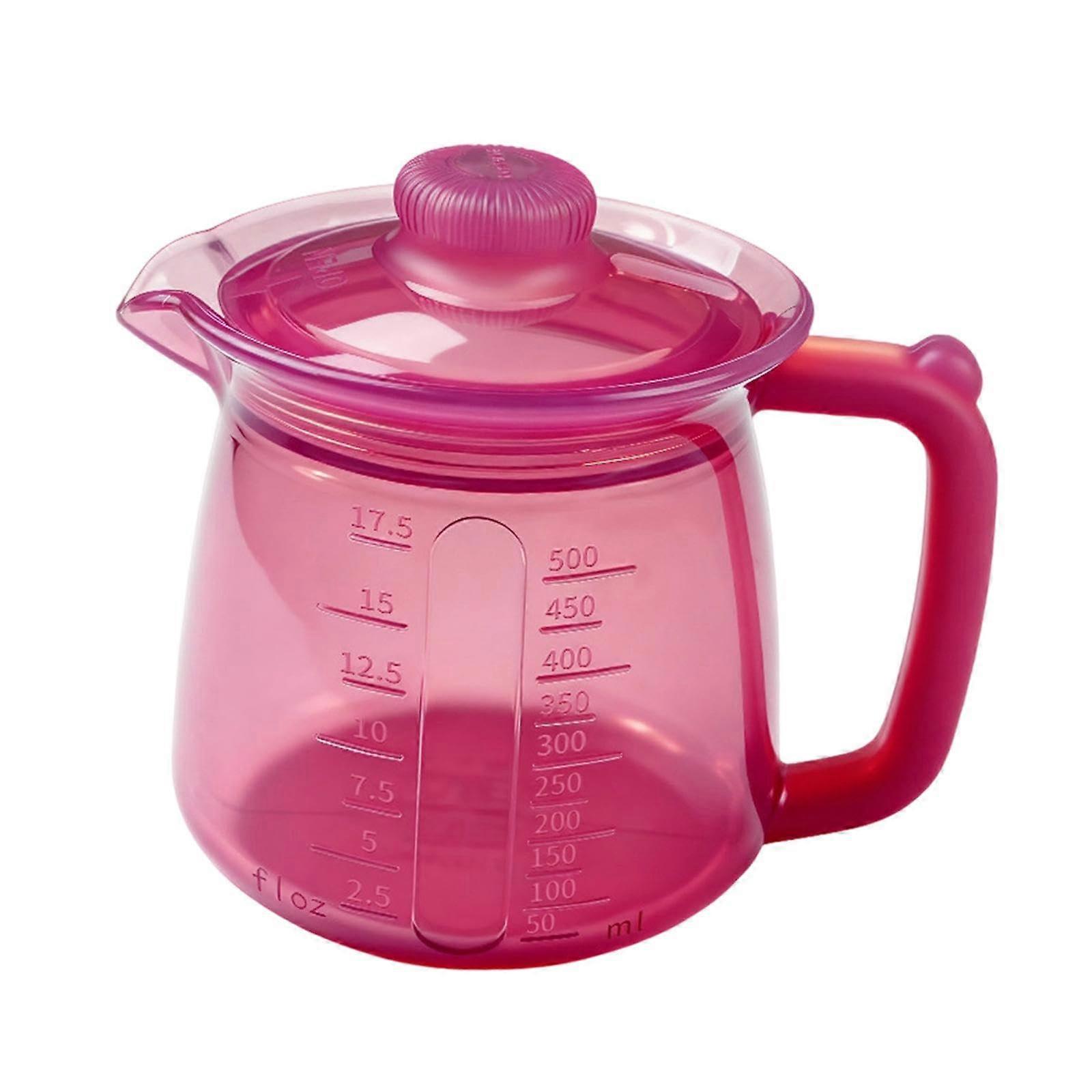 500ml Heat Resistant Silicone Coffee Pot with Dual Measurement Scales and AntiSlip Handle, Purplish Red