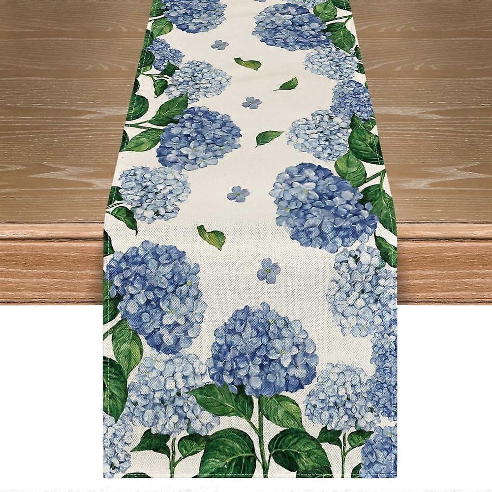 Sm:)e Watercolor Hydrangea Table Runner for Spring Summer 13 x 72 Inch