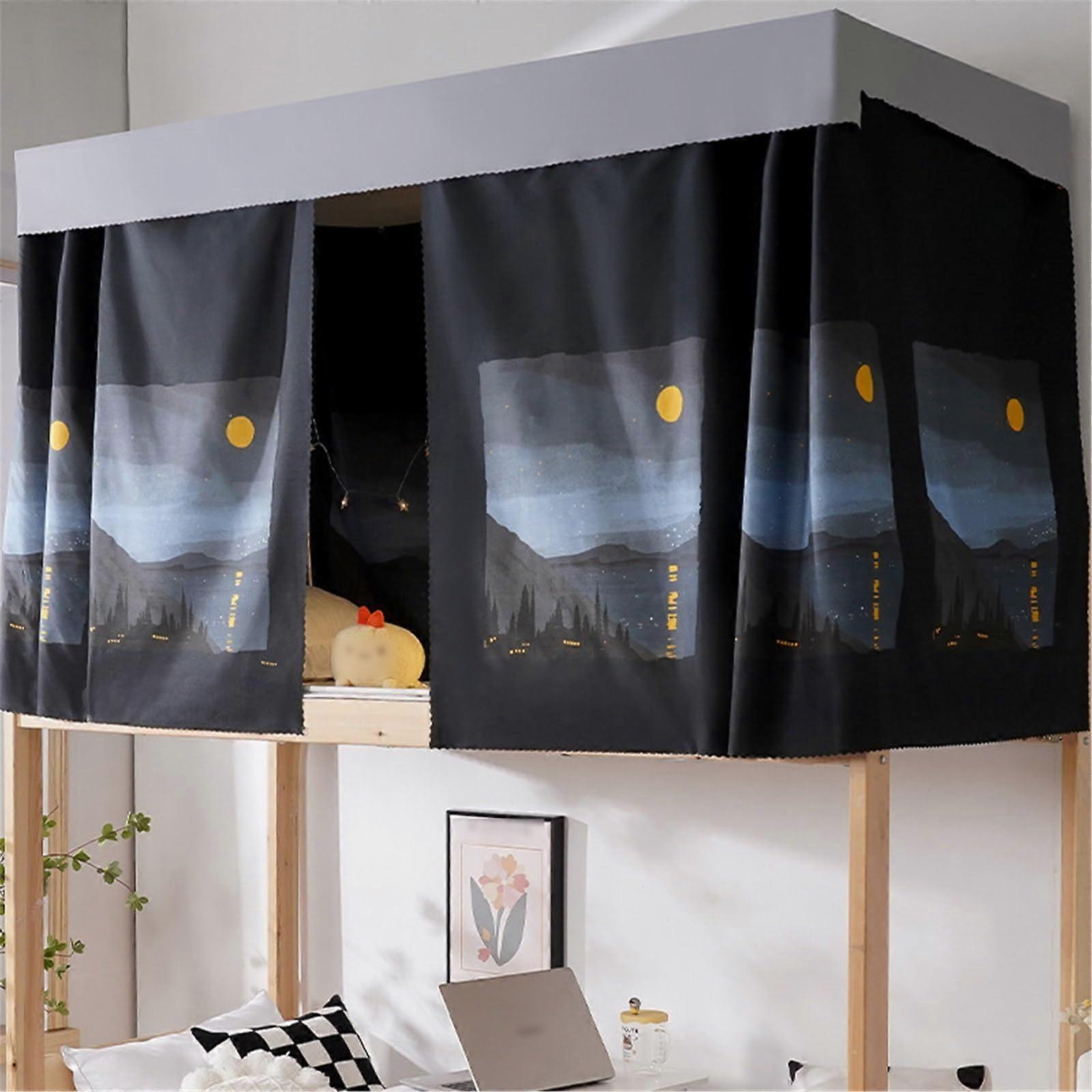 Bunk Bed Curtains for Privacy with Light Blocking Breathable Fabric, Bottom Bunk Dorm Curtain Set