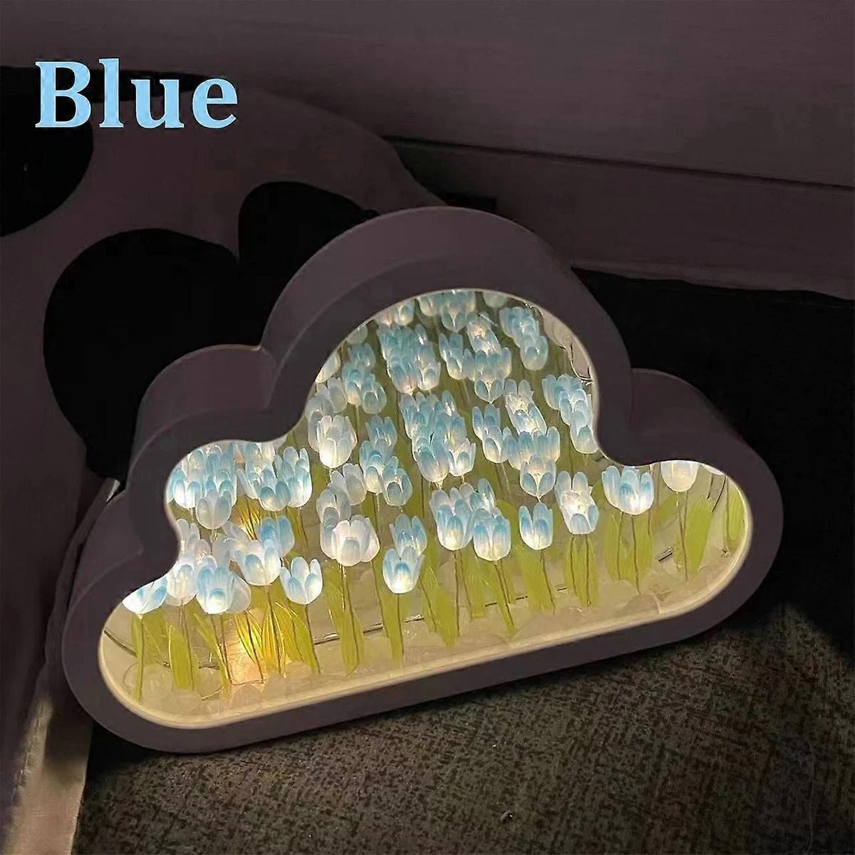 Nuves cr��atives tulipe lampes LED veilleuse miroir lampes de Table bricolage chambre ornements d��coration miroir Table lumi��res cadeaux