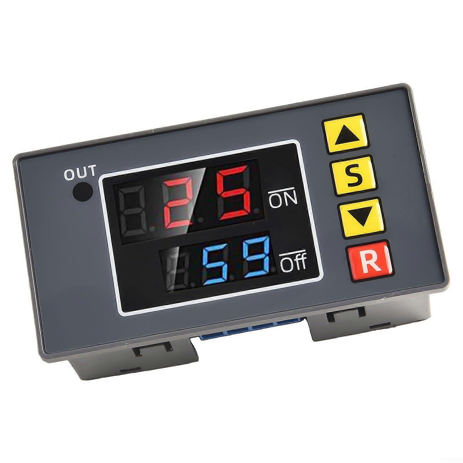 DC 12V Digital Timer Relay Module with Dual LED Display, Programmable Delay Switch 10A for Pump Motor Control