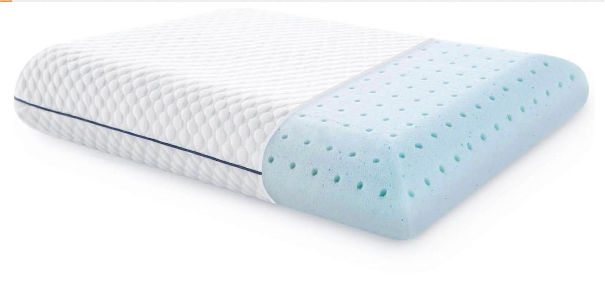 Standard Size Cooling Gel Memory Foam Pillow for Neck and Shoulder Support, Ventilated Design