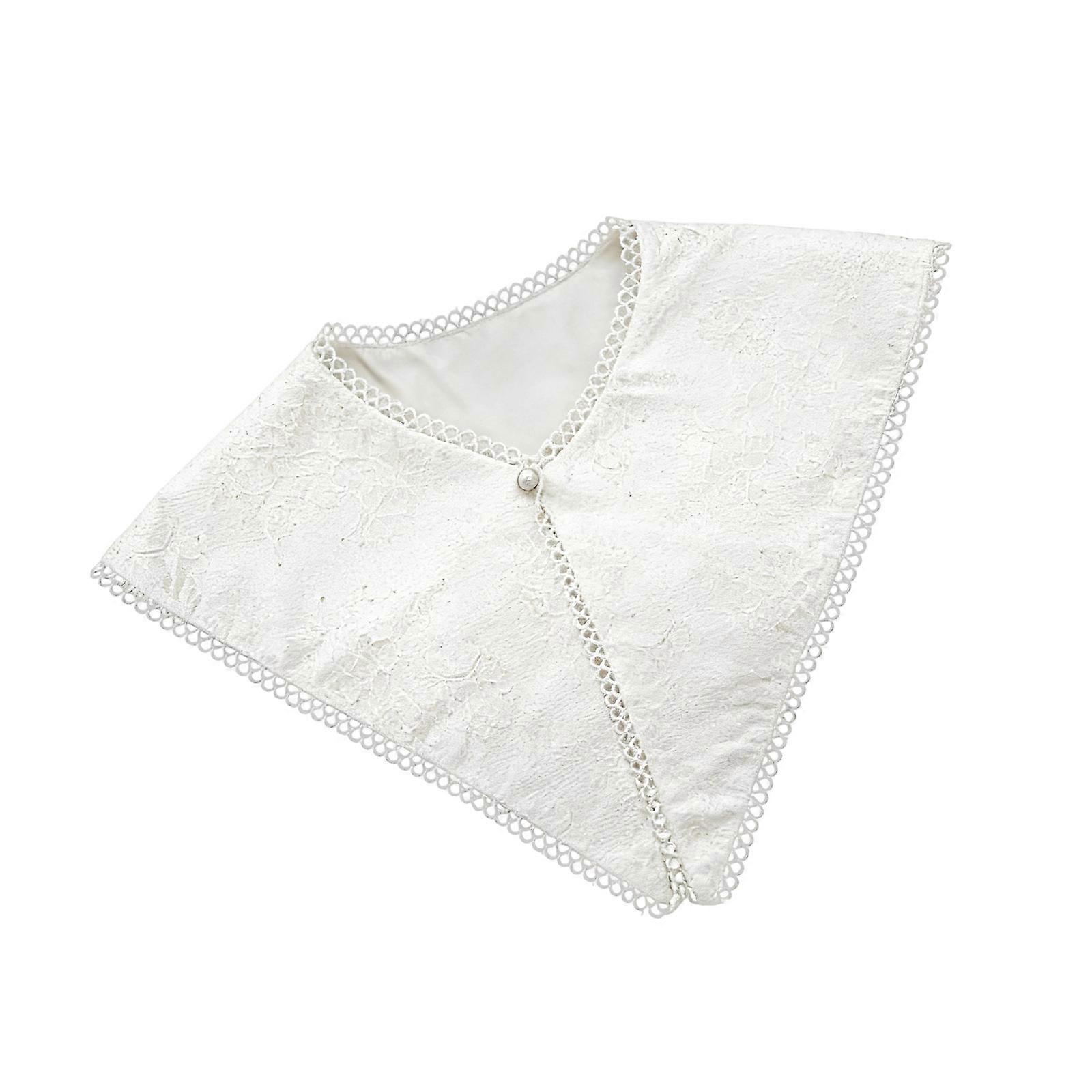 White Polyester Fashion Collar Insert Unique Patterns Lightweight Breathable Layering Piece  White