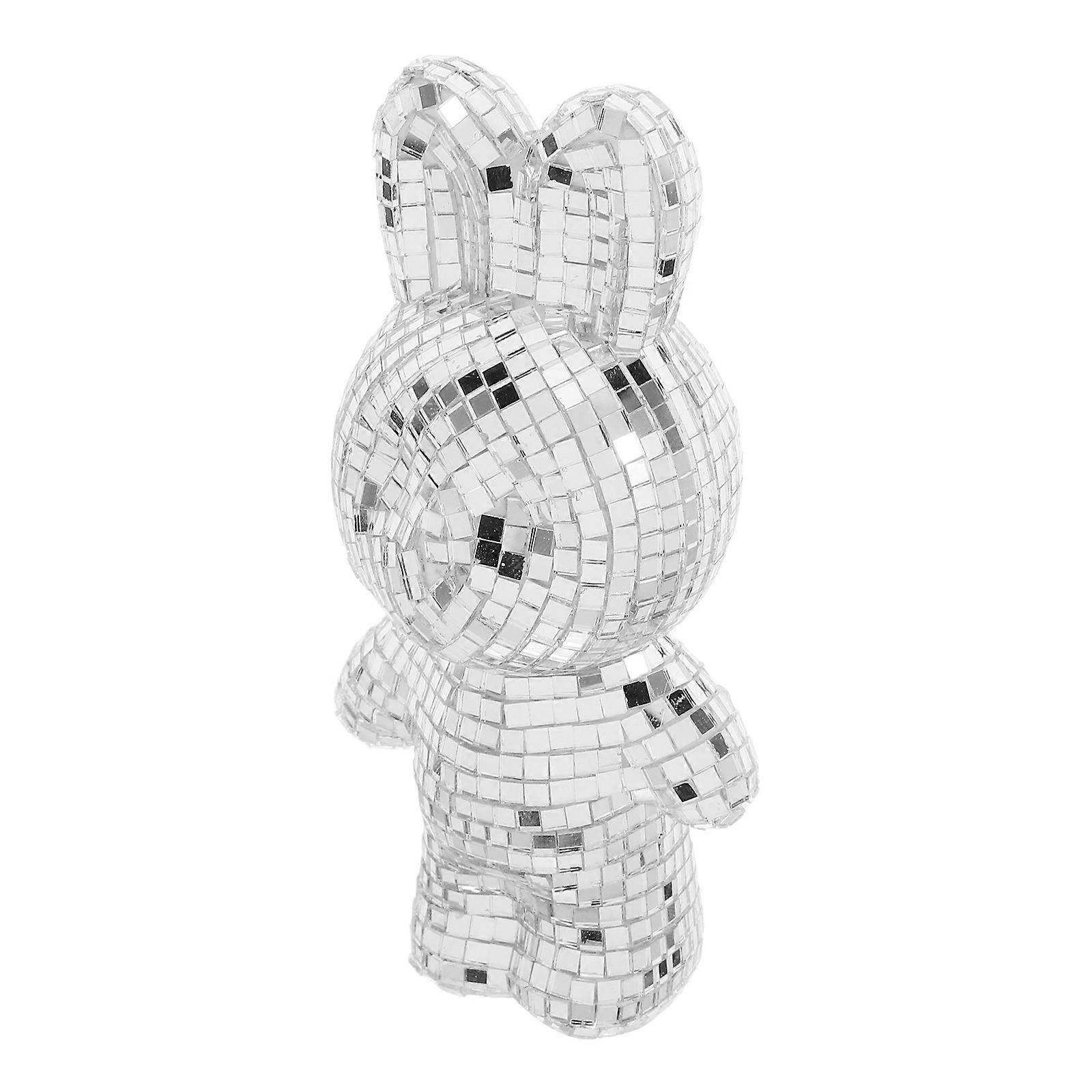 Silver Disco Ball Mosaic Rabbit Figure for Decoration Easter Party