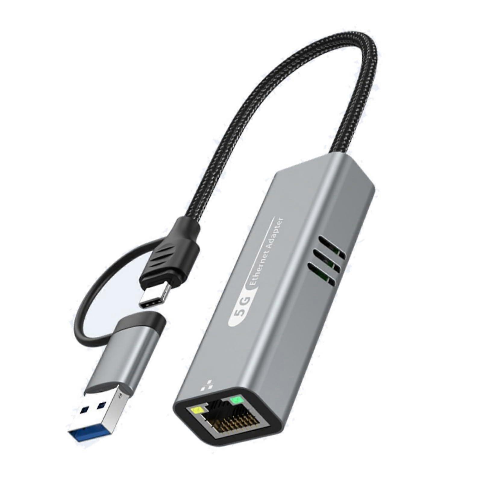 USB Gigabit Ethernet Adapter USB 3.0 Type C Dual Interface Speed 5Gbps for PC and Laptop