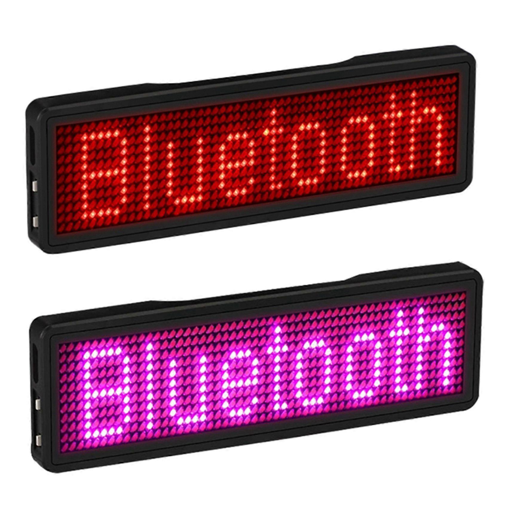 2 Pcs Bluetooth LED Name Badge Rechargeable Light Sign DIY Programmable Board Display LED,Type 1 & Type 3