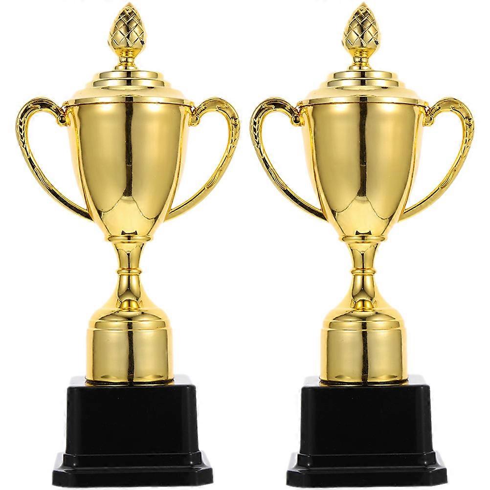 Mini Trophy Model for Primary School Party Decoration Golden 2Pcs