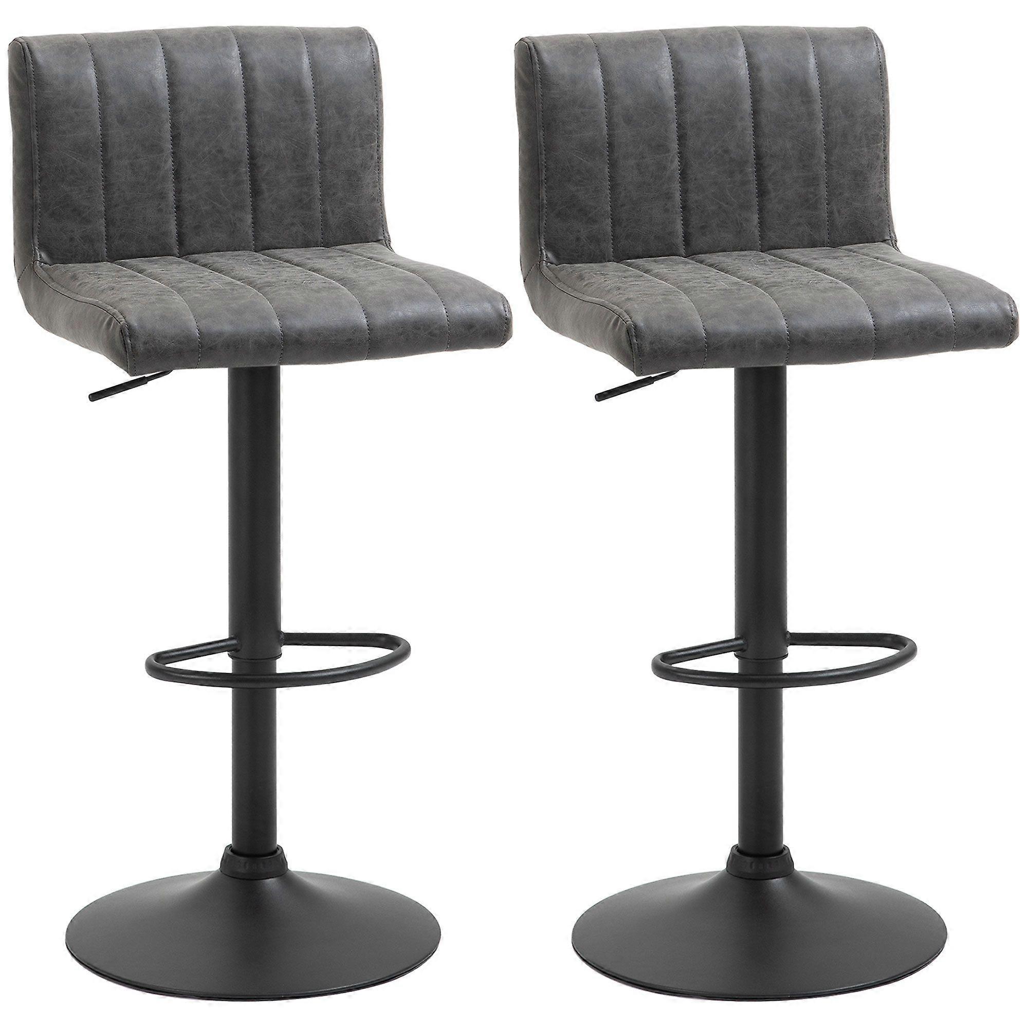 Adjustable PU Leather Swivel Bar Stools with Footrest