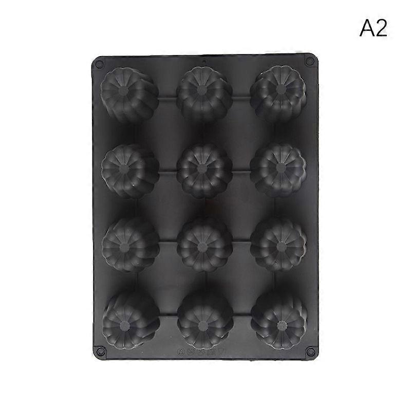 12 Holes Silicone Mold Rectangular Spiral Donuts Round Flat Cake Baking Pan Mold