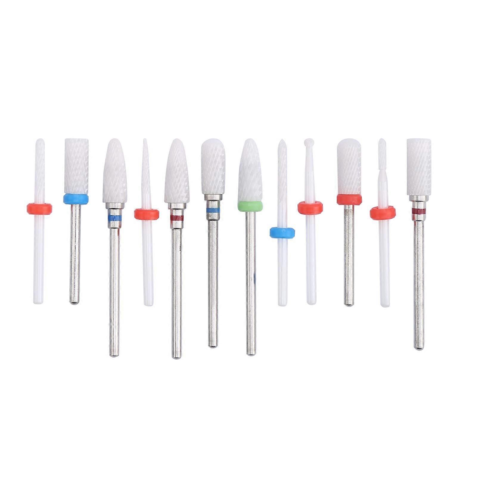 Ceramic Nail Drill Bit Set 12pcs for Precise Cuticle Removal and Professional Manicure Pedicure