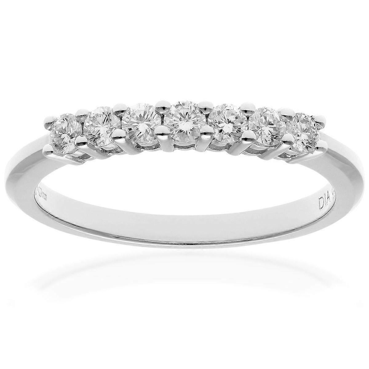 Jewelco London Platinum Round 1/3ct Diamond 7 Stone Claw Set Half Eternity Ring 2mm