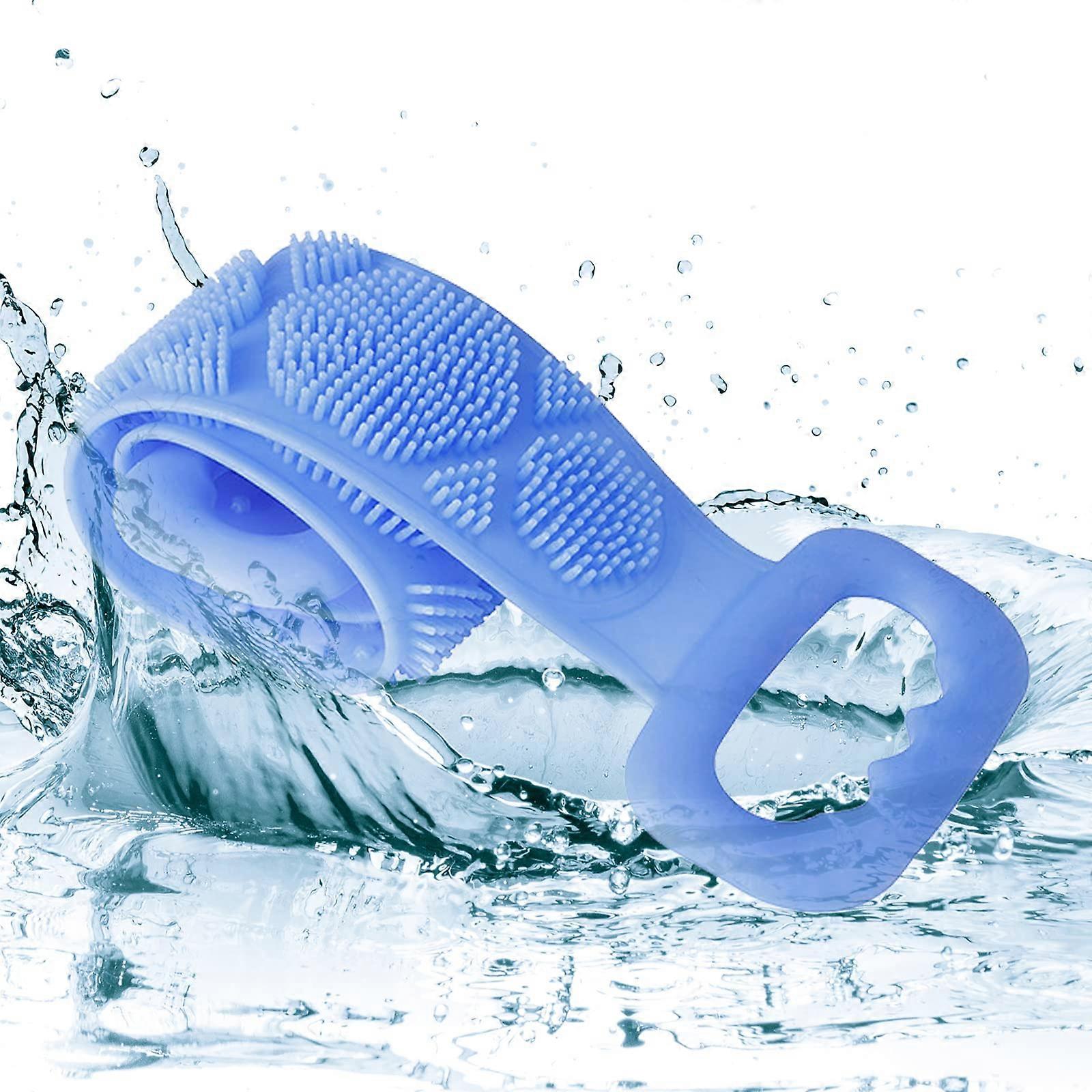 Silicone Back Scrubber with Long Handle, DualSided Bath Brush for Exfoliating and Massage