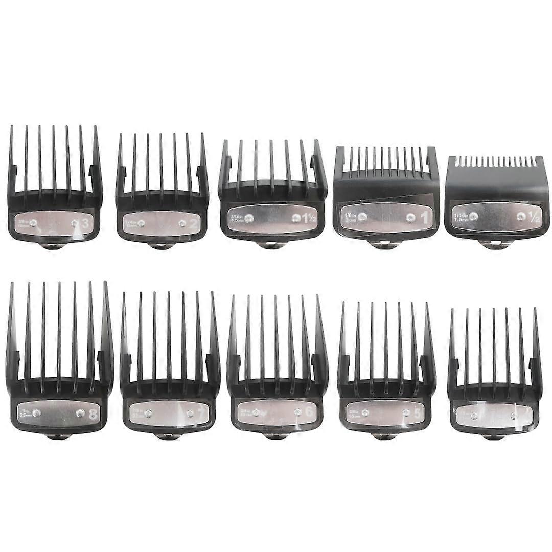 10 Pack Metal Clipper Guard Set with Secure Clips for Precise Length Control and Wide Compatibility