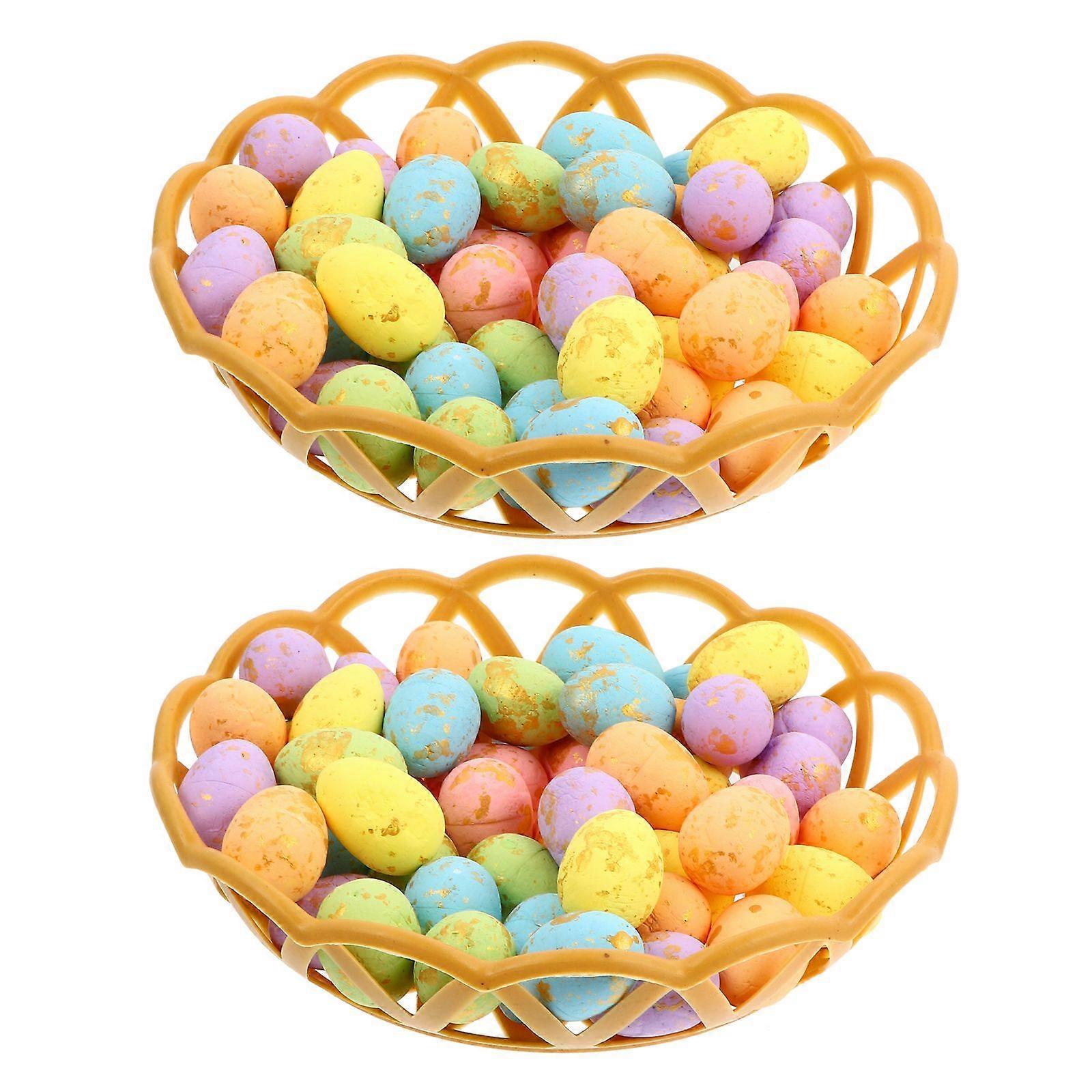 100pcs Easter Eggs Festival Simulation Egg Party Decor with 2pcs Plates